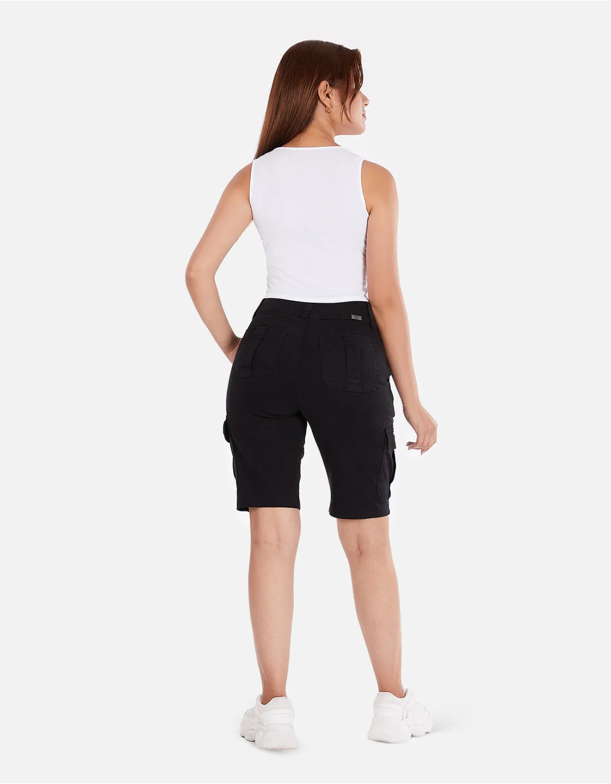 Cropped bermuda drill negro tiro alto mm
