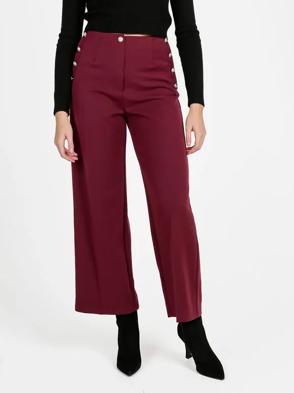 Daystar Pantalón ancho de mujer con botones decorativos.