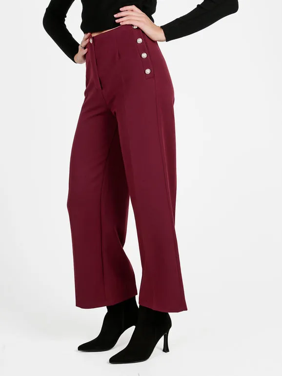 Daystar Pantalón ancho de mujer con botones decorativos.