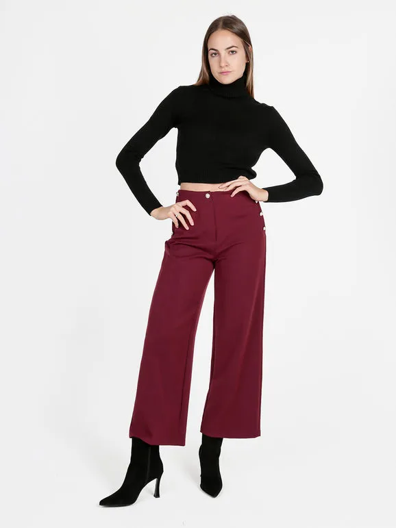 Daystar Pantalón ancho de mujer con botones decorativos.