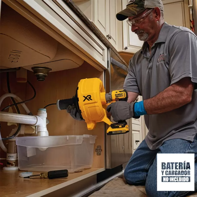Destapador de tuberias 20V Xr Capacidad maxima Cable 10.6 m Baretool (Sin Bateria / Sin cargador) Dewalt DCD200B