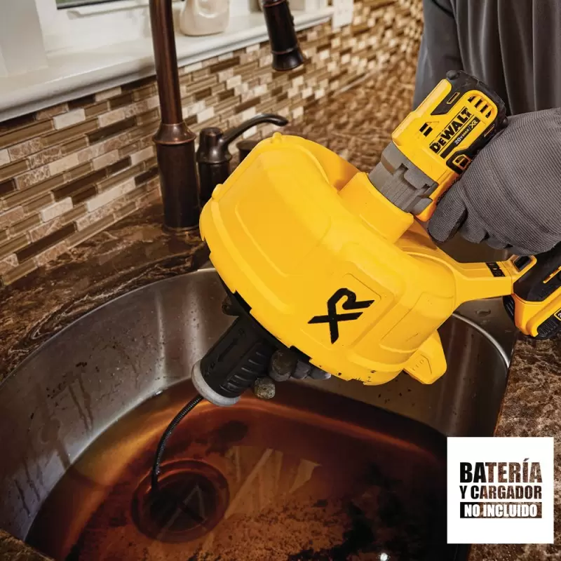 Destapador de tuberias 20V Xr Capacidad maxima Cable 10.6 m Baretool (Sin Bateria / Sin cargador) Dewalt DCD200B