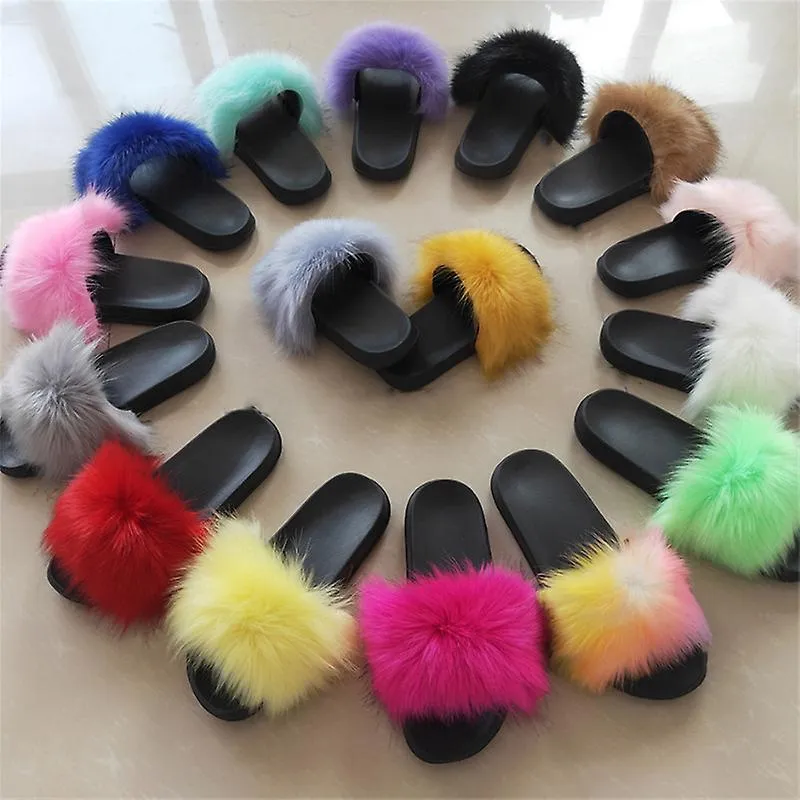 Evago Multicolores Diapositivas de piel sintética para mujer, zapatillas de piel linda de punta abierta, sandalias de piel cómod
