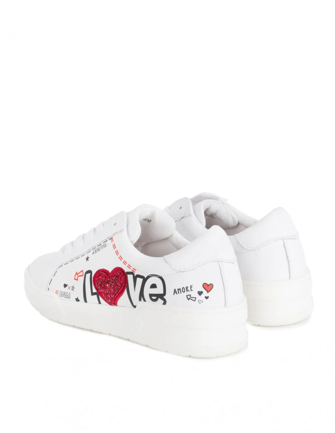 EXÉ Zapatillas Piel Blancas Corazón