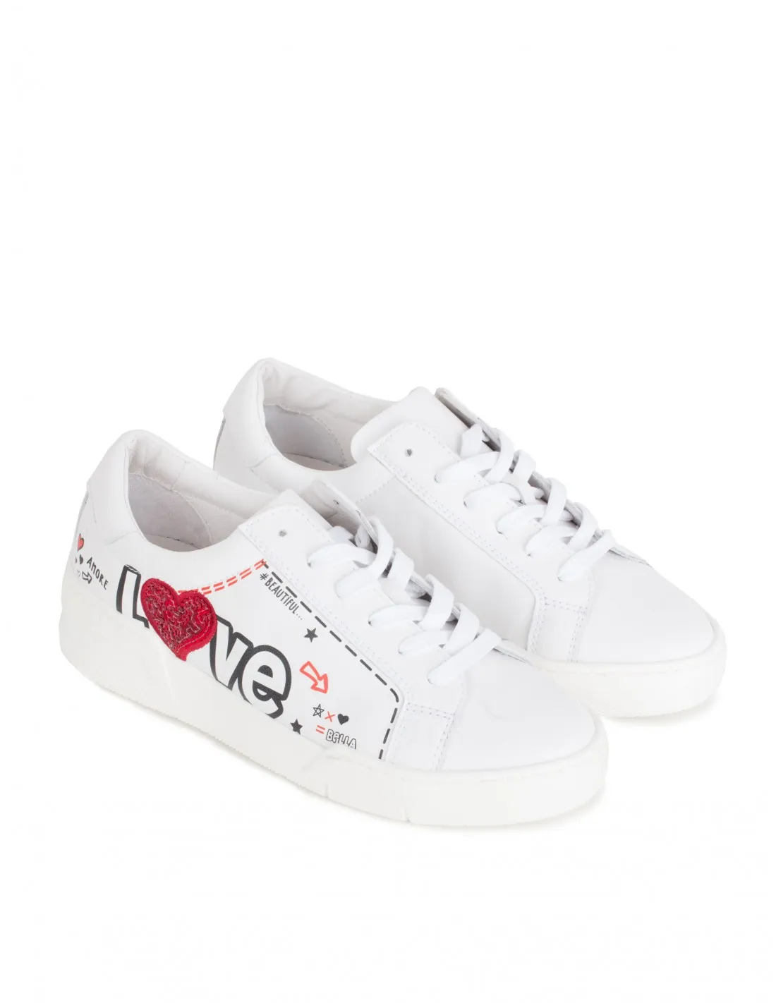 EXÉ Zapatillas Piel Blancas Corazón