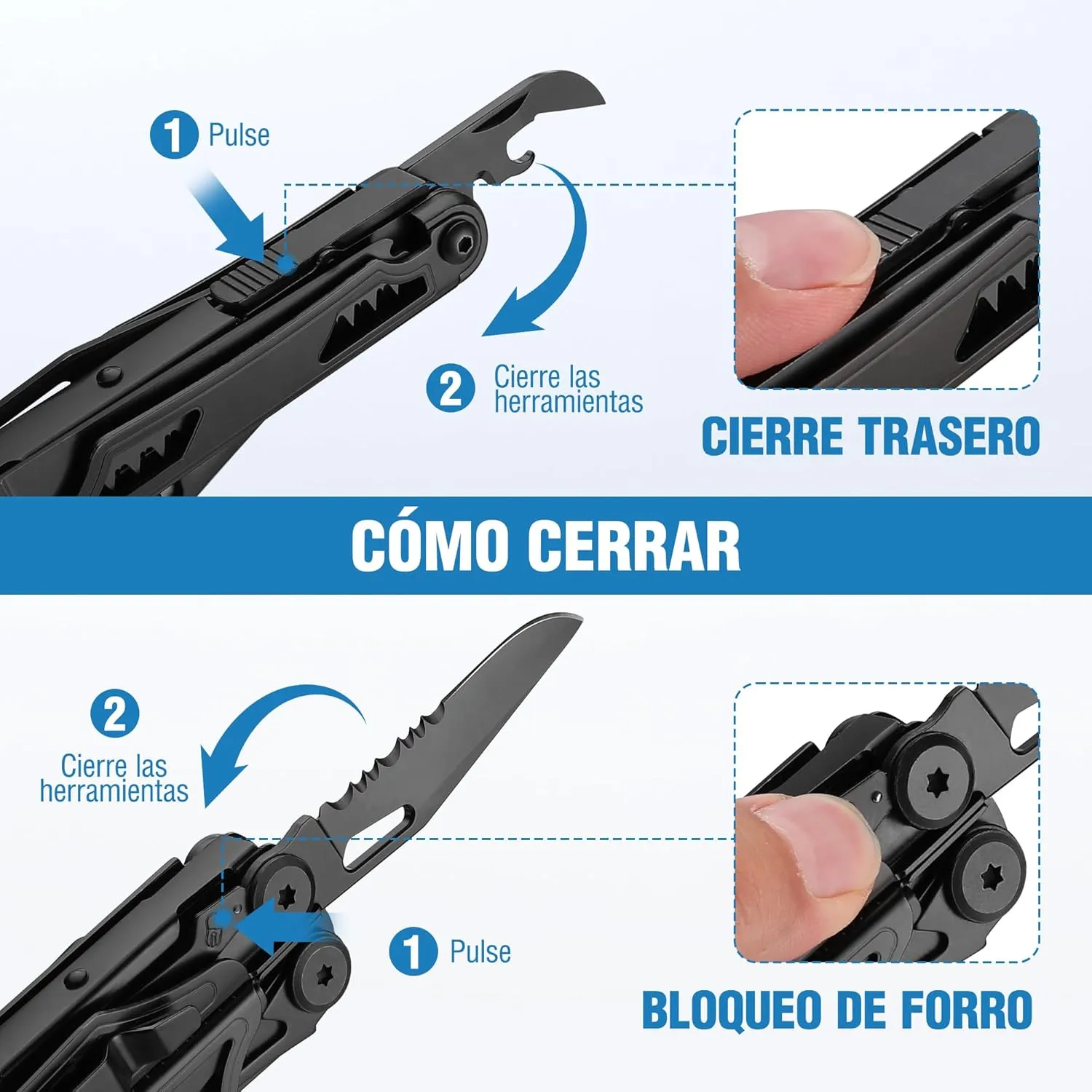 FLISSA Alicates Multiusos  19 en 1 Navaja Multiusos  Multiherramienta de Alicates  Herramienta Multiusos Negro  Accesorios para 