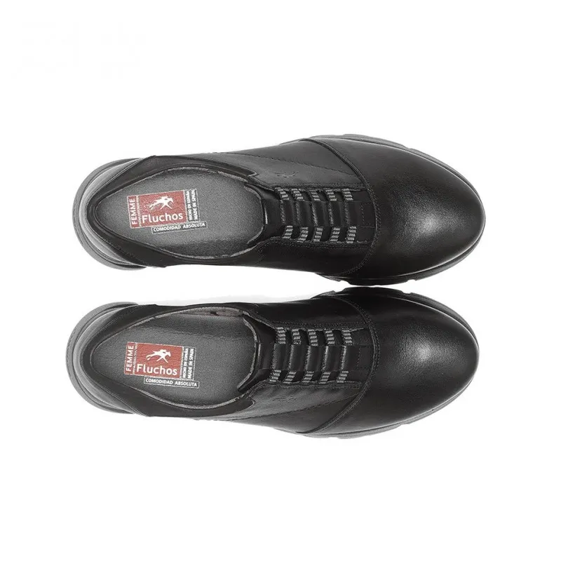 FLUCHOS Bona F1357 Negro y marrón Zapato elásticos plataforma mujer