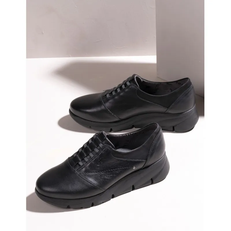 FLUCHOS Bona F1357 Negro y marrón Zapato elásticos plataforma mujer