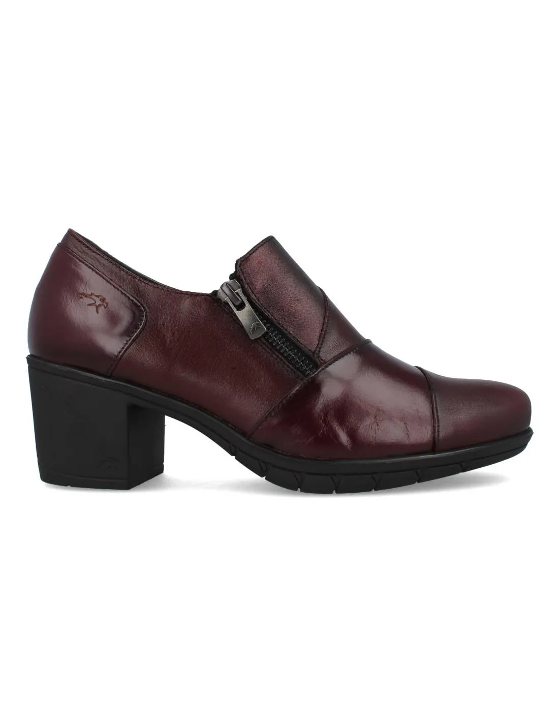 FLUCHOS  ZAPATO PIEL TACóN CREMALLERA SUGAR BURDEOS