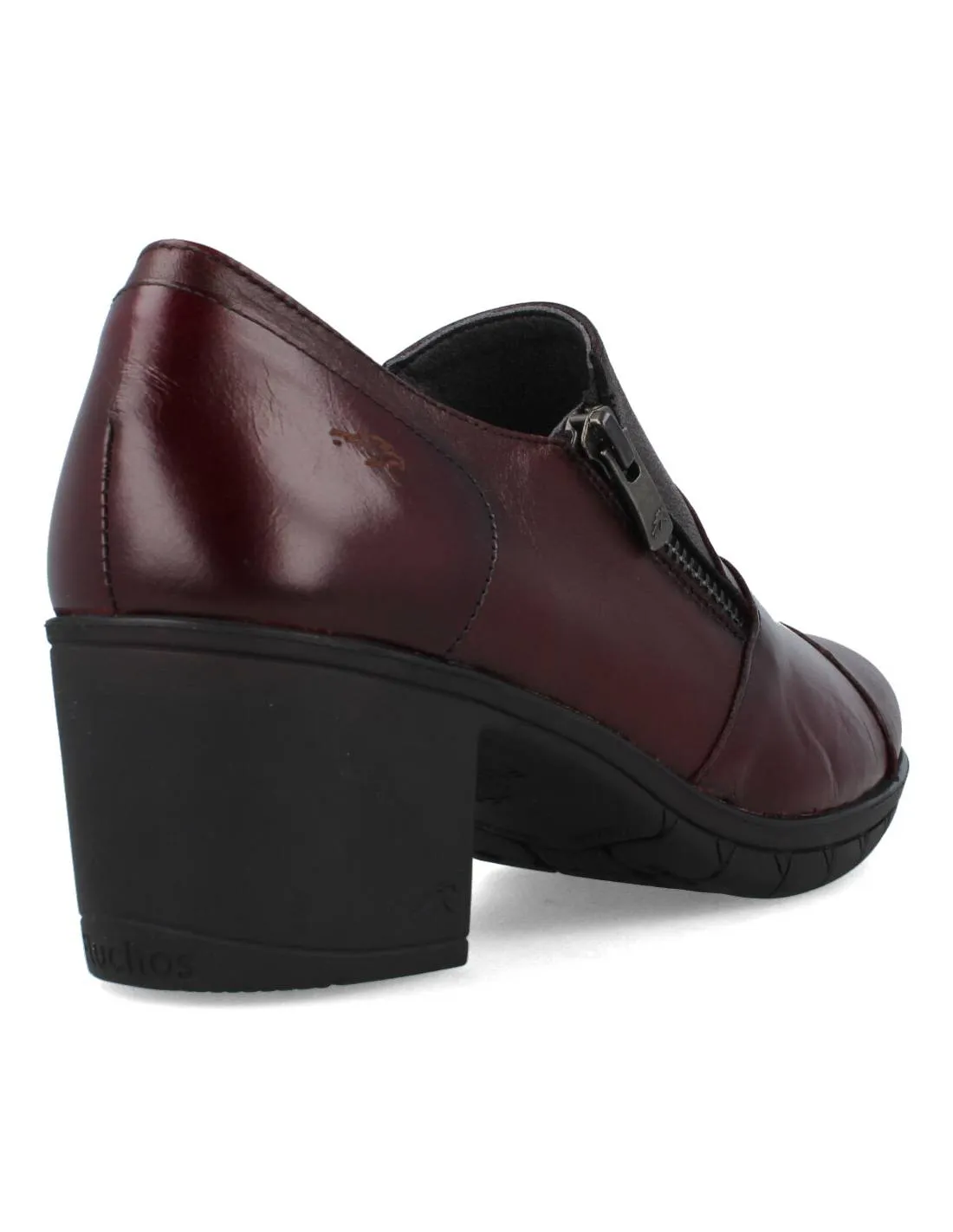 FLUCHOS  ZAPATO PIEL TACóN CREMALLERA SUGAR BURDEOS