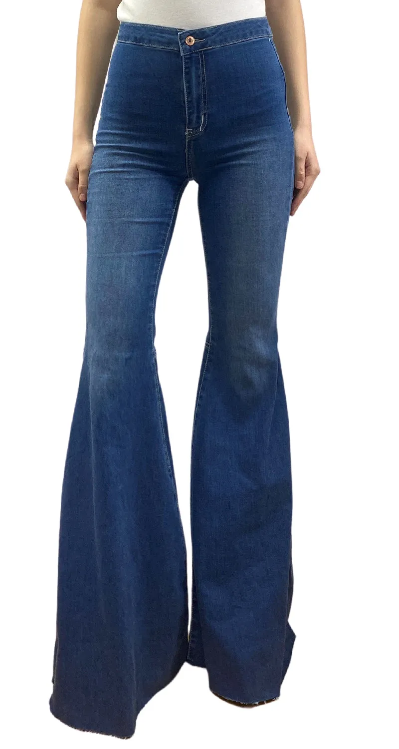 FREE PEOPLE Pantalón Flare Celeste