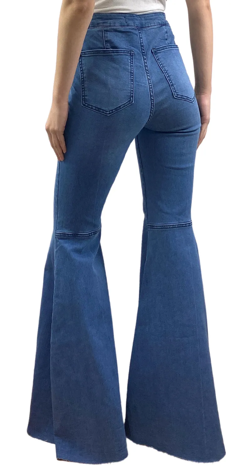 FREE PEOPLE Pantalón Flare Celeste