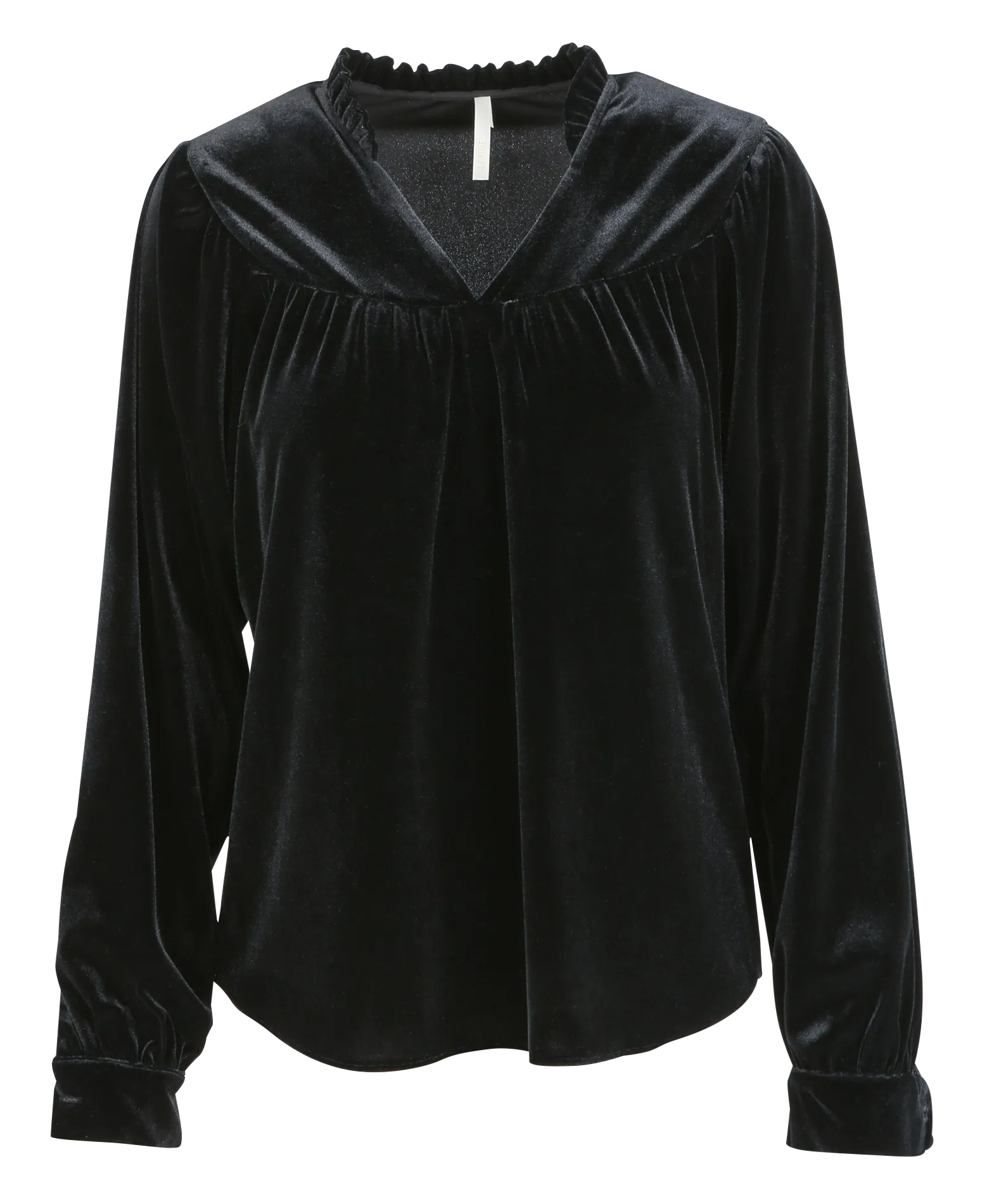 I CODE Top recto en terciopelo con cuello en V. en negro