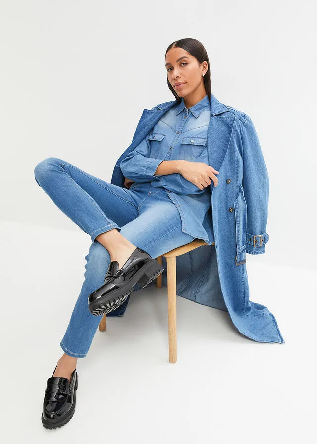 Jeggings efecto lavado azul lavado a la piedra