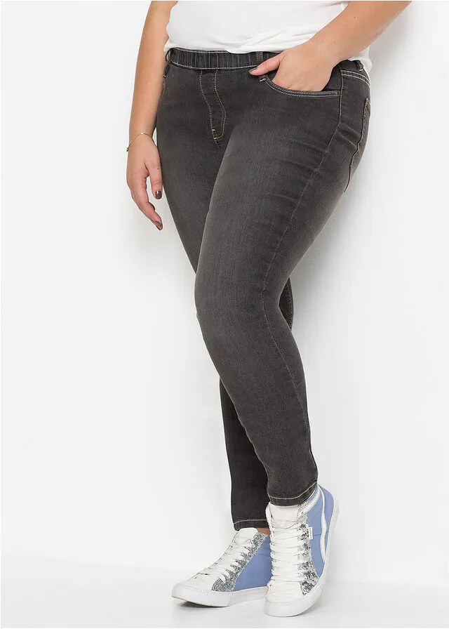 Jeggings efecto lavado negro lavado a la piedra