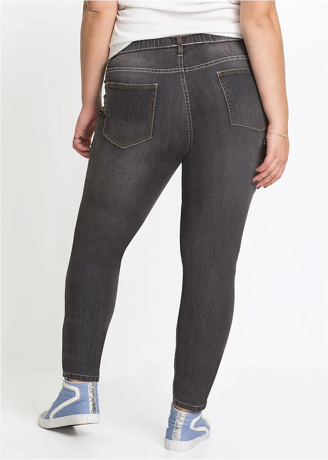Jeggings efecto lavado negro lavado a la piedra