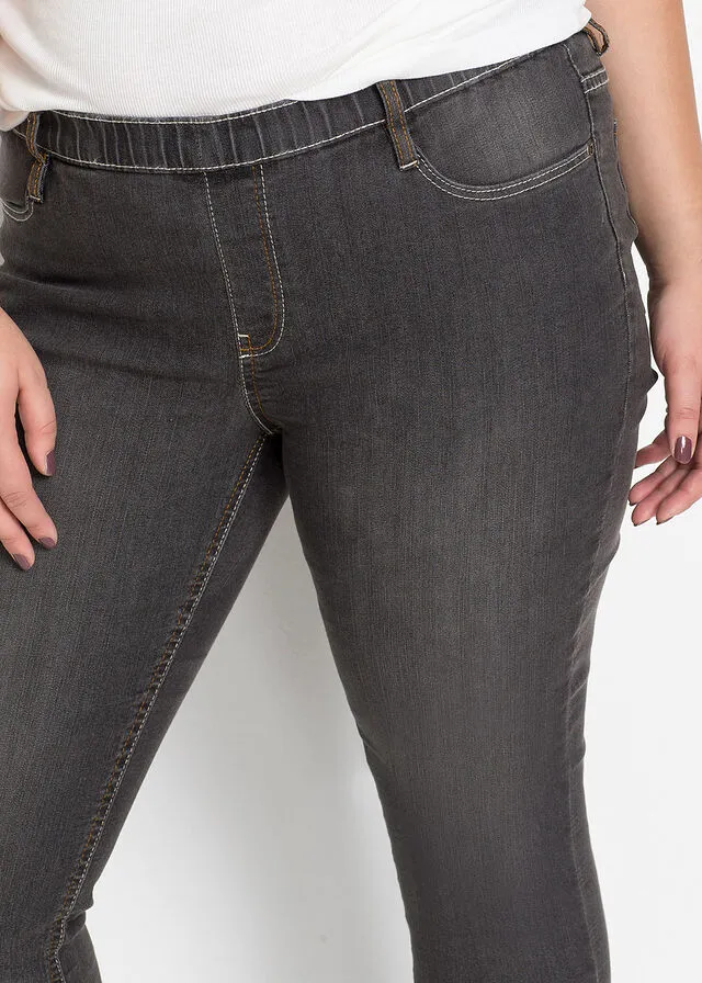 Jeggings efecto lavado negro lavado a la piedra