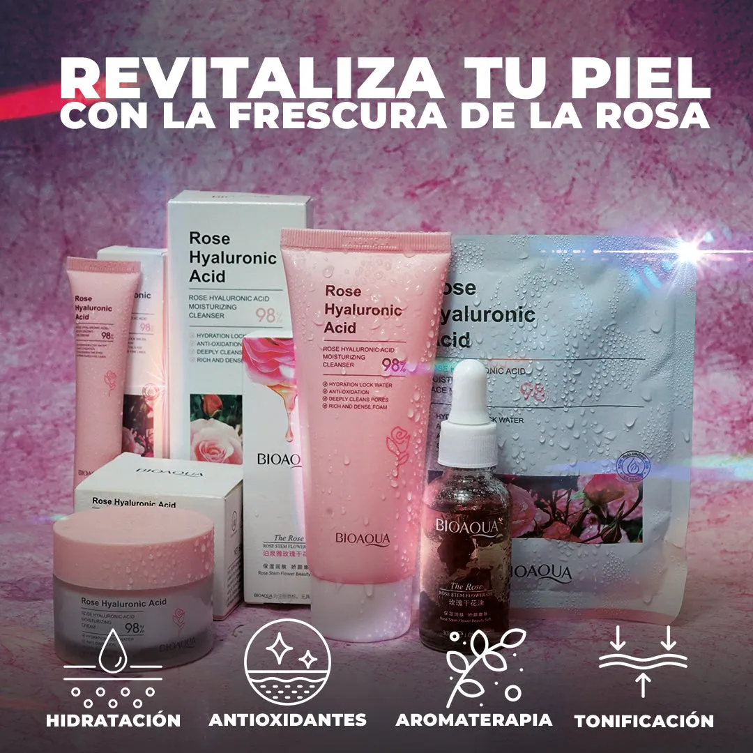 KIT X 5 RUTINA DE ROSAS CON CIDO HIALURóNICO | TRATAMIENTO FACIAL ANTIEDAD  BIOAQUA
