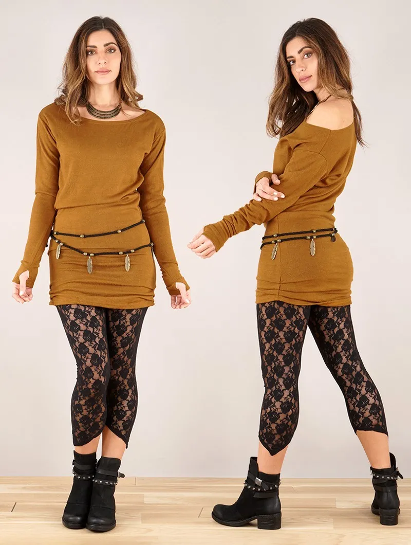 LEGGING CORTO DE ENCAJE EN PUNTA 