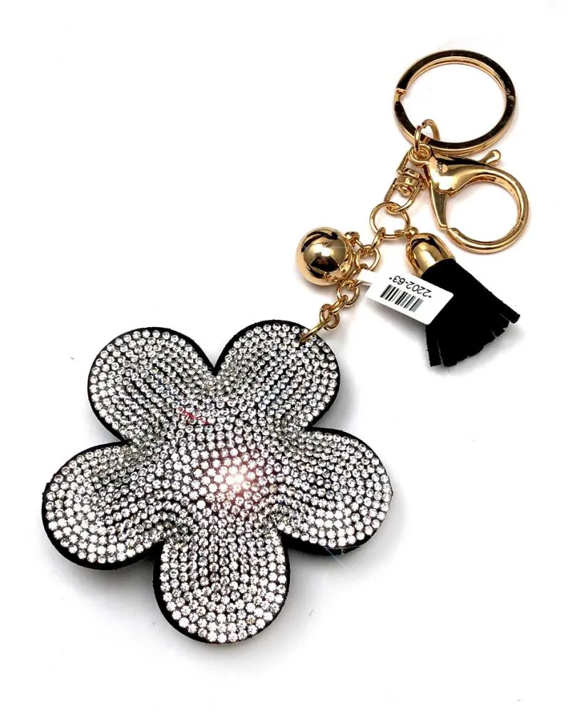 LLAVEROS CON FLORES DE CRISTAL BRILLO PARA BOLSOS Y LLAVES