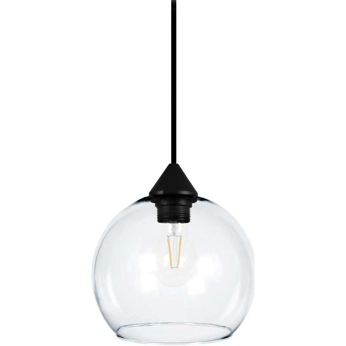Lámpara colgante redondo vidrio transparente y negro
