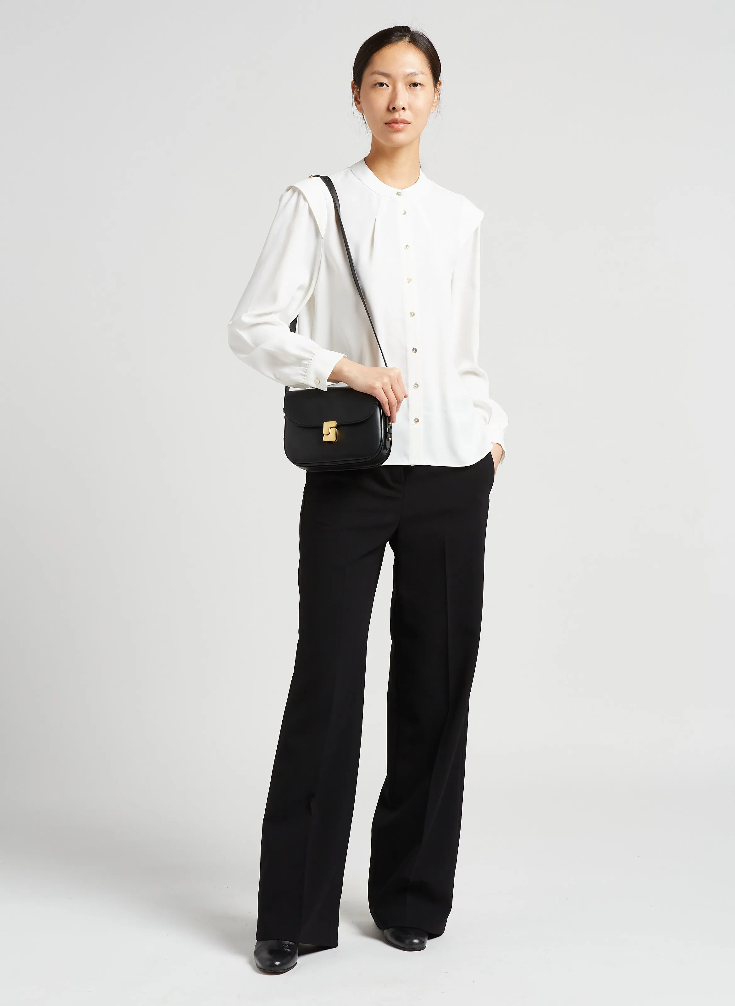 MAISON 123 LAYLA  PANTALóN ANCHO VAPOROSO EN NEGRO