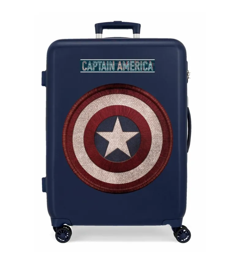 MALETA MEDIANA CAPTAIN AMERICA RíGIDA AZUL 68X48X26CM