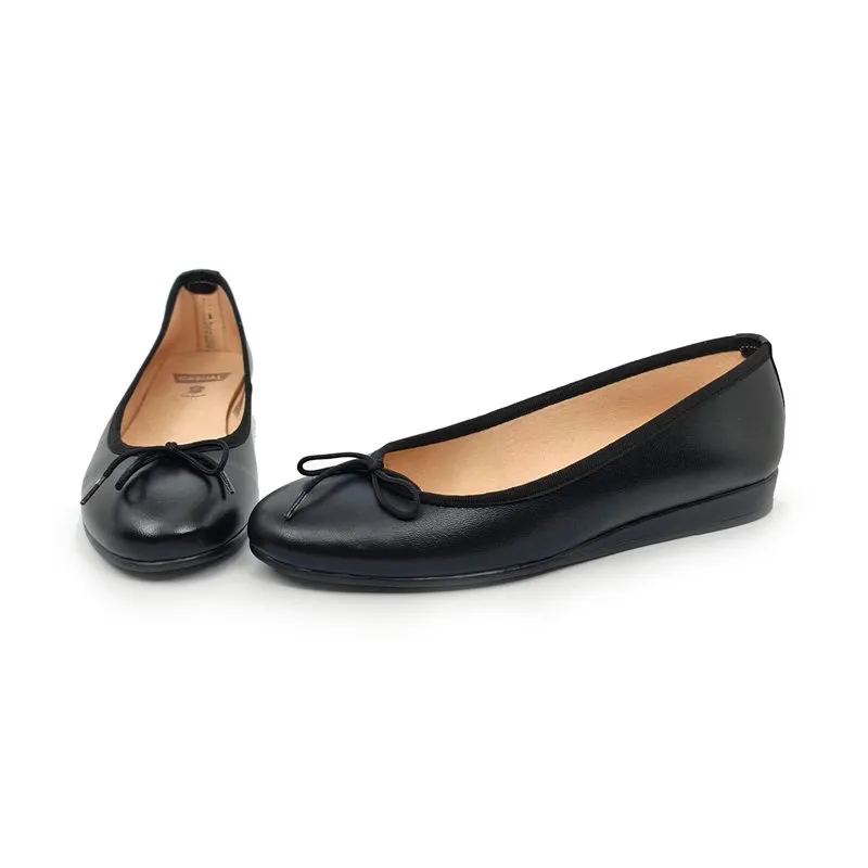 Manoletinas Cuña Baja Mujer Piel Lacito 210 Negro, de Casual