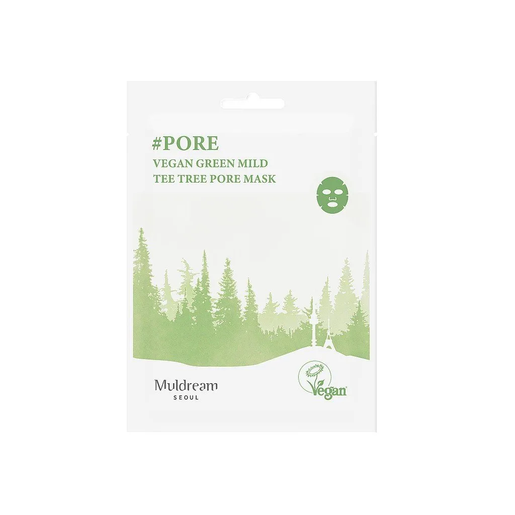 Mascarilla facial Muldream Vegan Green Mild tee tree pore mask