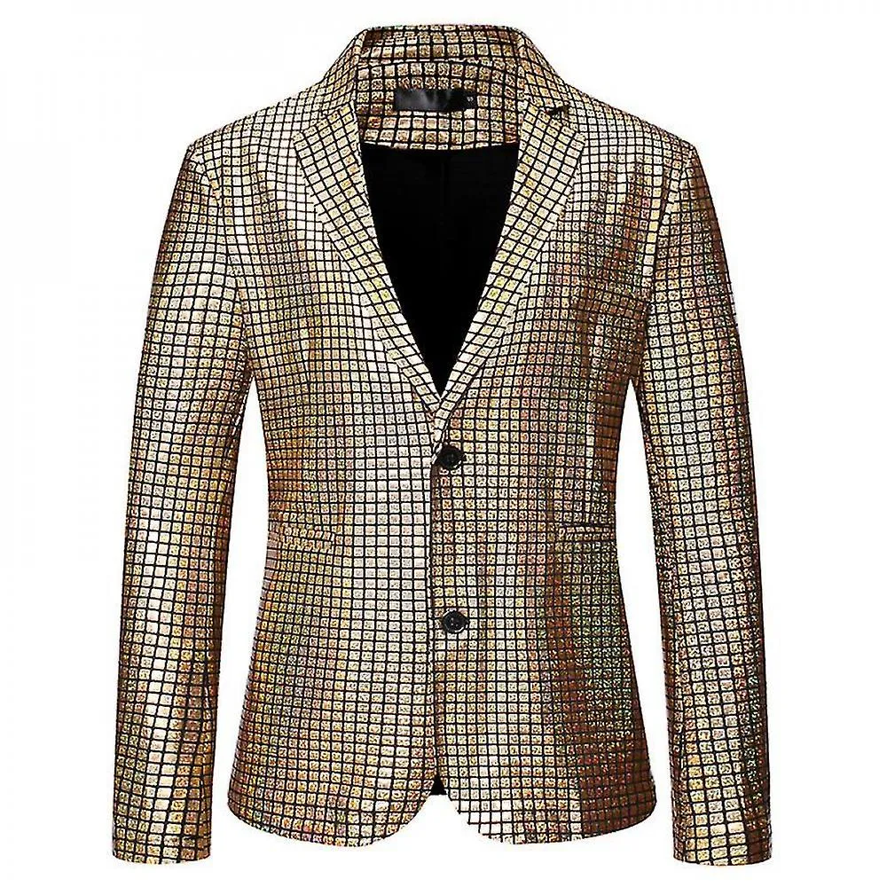 Mens Stage Prom Suits Shiny Rainbow Plaid Sequin Jacket Pants Dance Festival Halloween Christmas Party Costume IXD