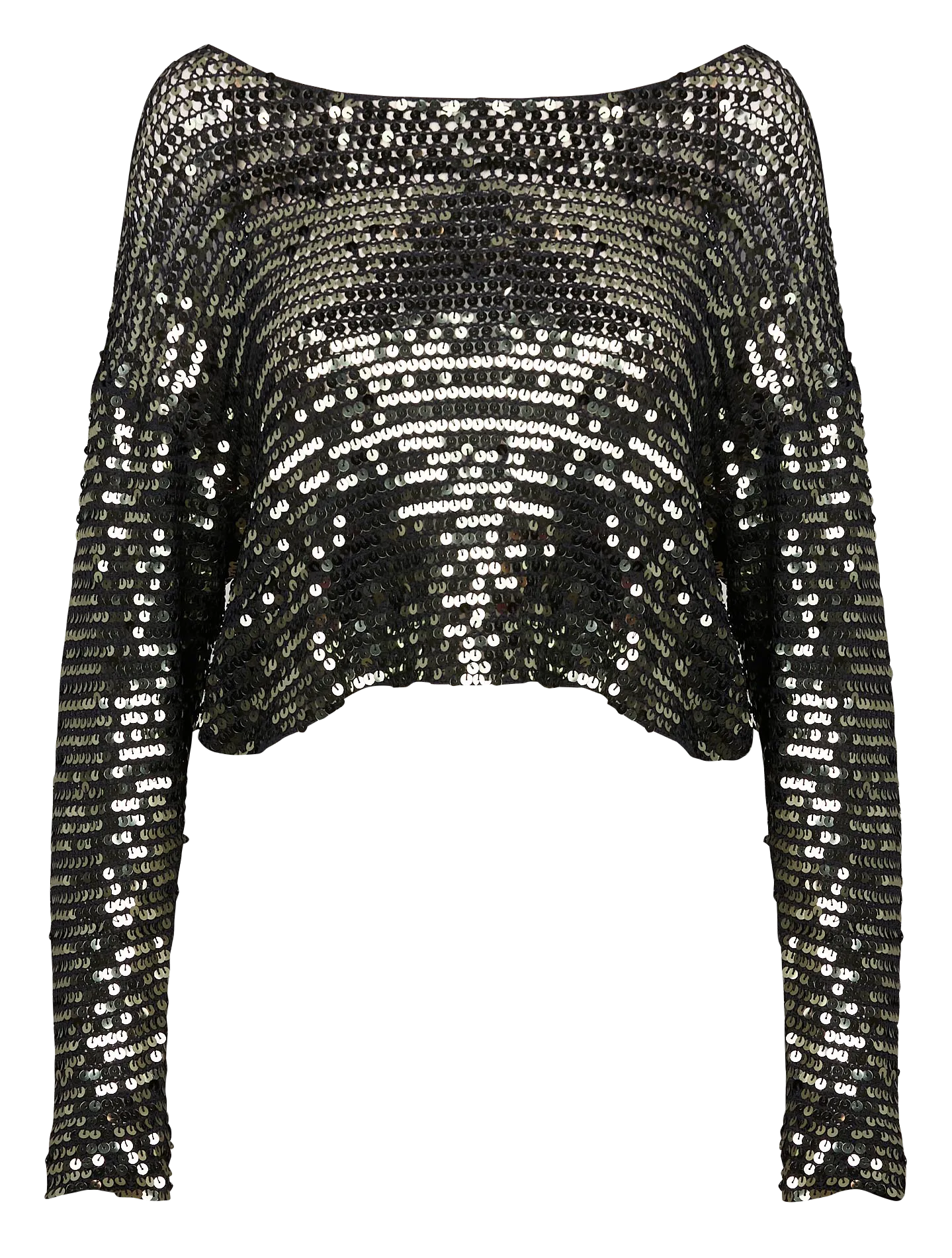 MES DEMOISELLES CASPAR  TOP CUELLO BARCO CON LENTEJUELAS EN GRIS