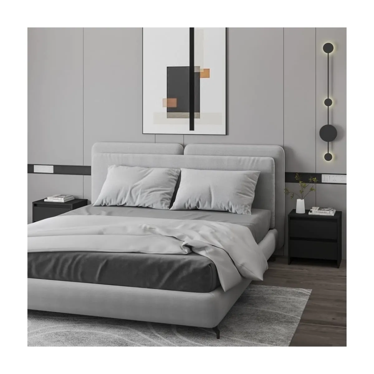Mesitas de noche 2 uds madera ingeniería negro 45x34,5x44,5 cm