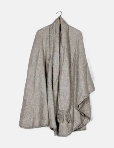 NoName Poncho lana gris oversize