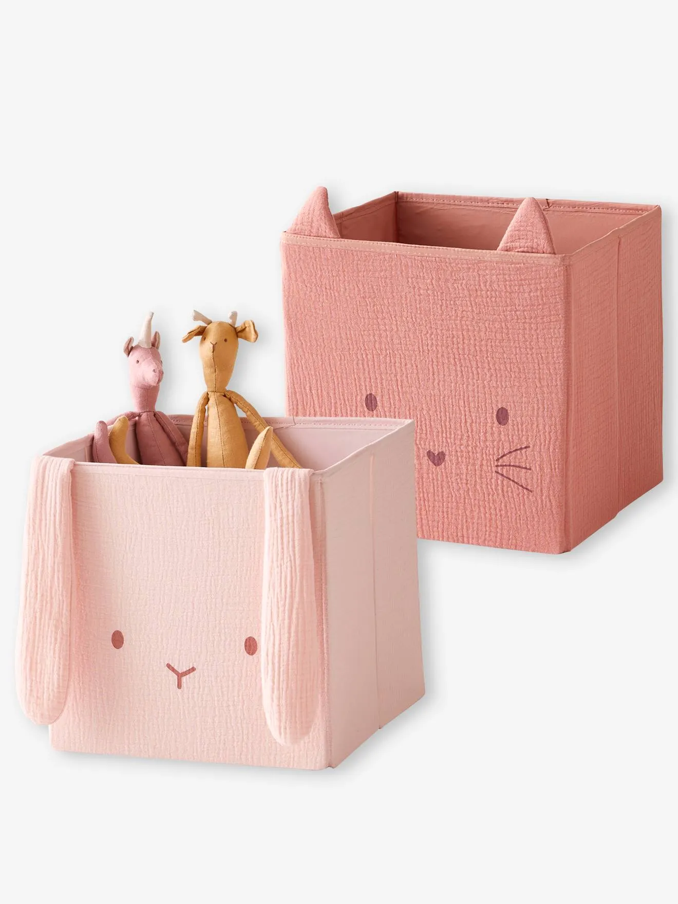 Pack de 2 caja de animales de gasa de algodón