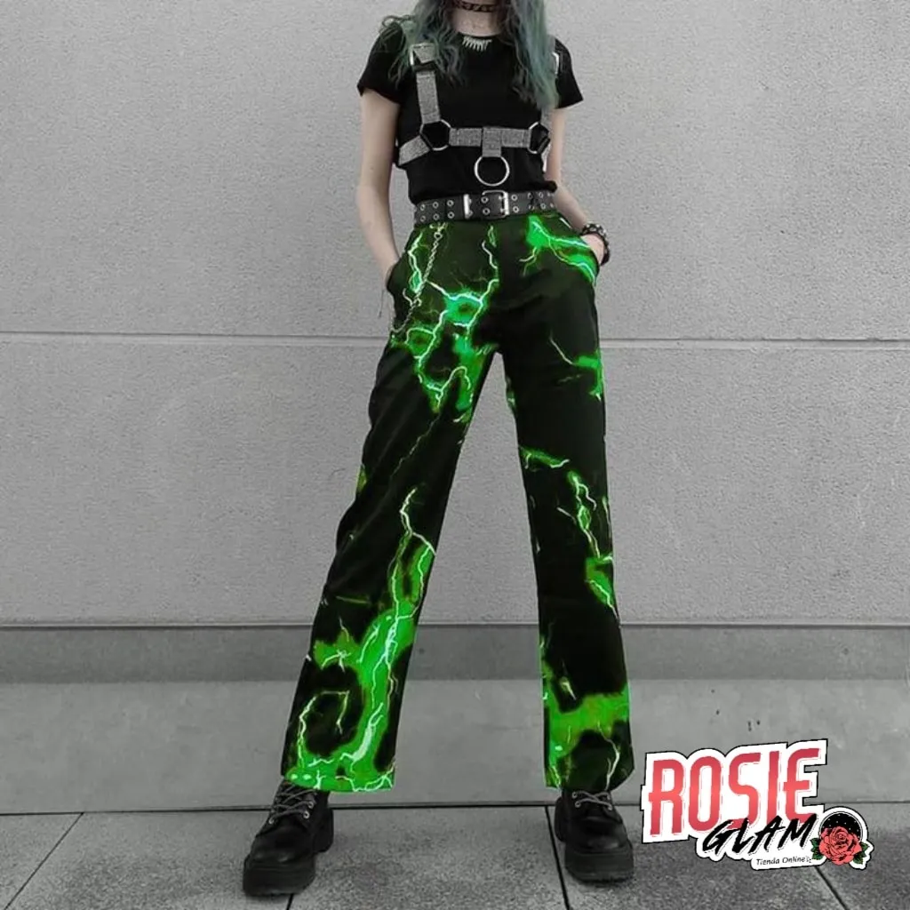 PANTAL\U00F3N RAYOS LLAMAS VERDES  ROSIEGLAM