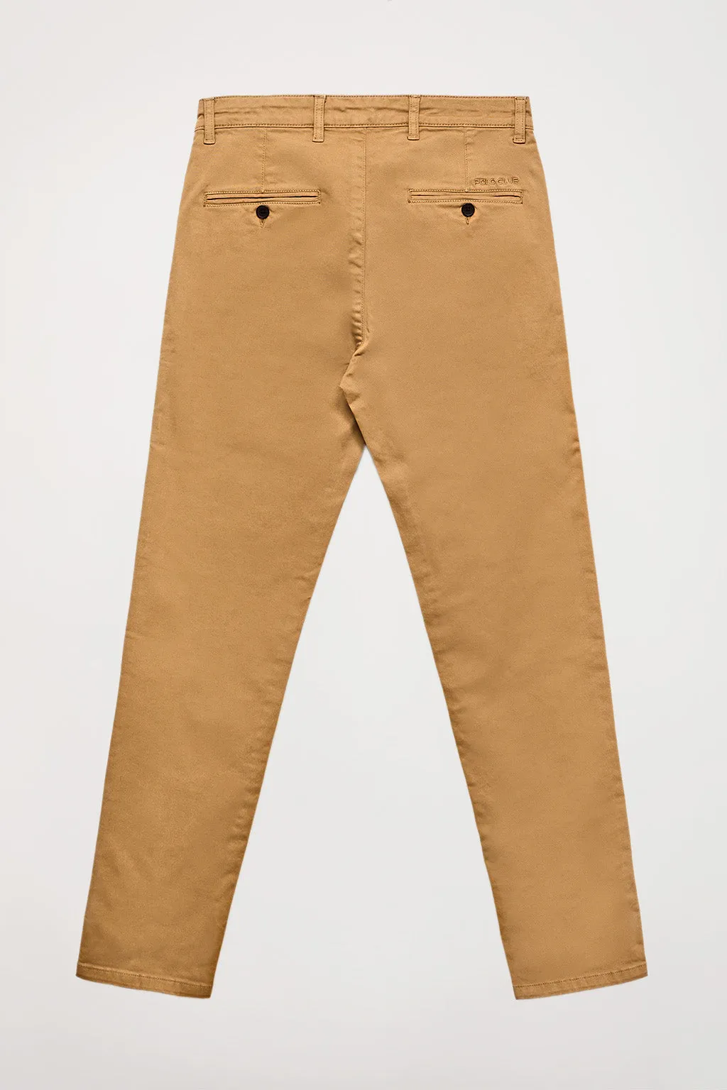 Pantalón chino marrón de corte slim con logo Polo Club en bolsillo trasero