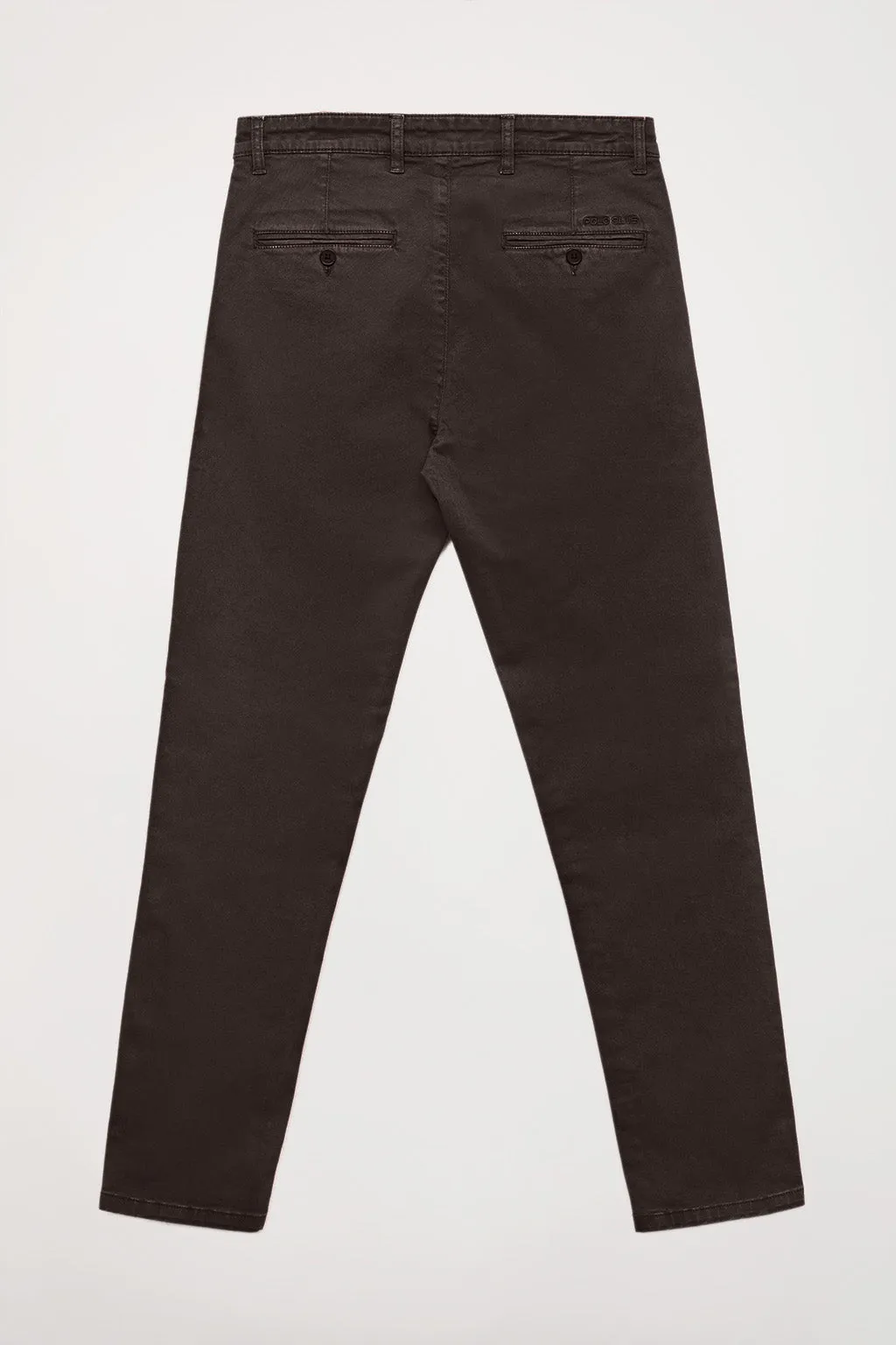Pantalón chino marrón oscuro de corte slim con logo Polo Club en bolsillo trasero
