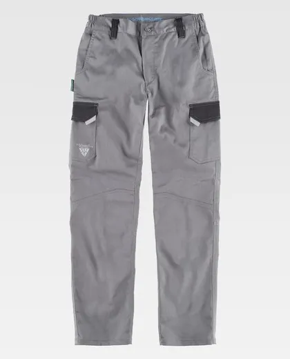 Pantalón de tejido elástico combinado Color Gris+Negro