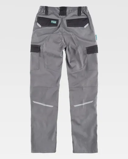 Pantalón de tejido elástico combinado Color Gris+Negro