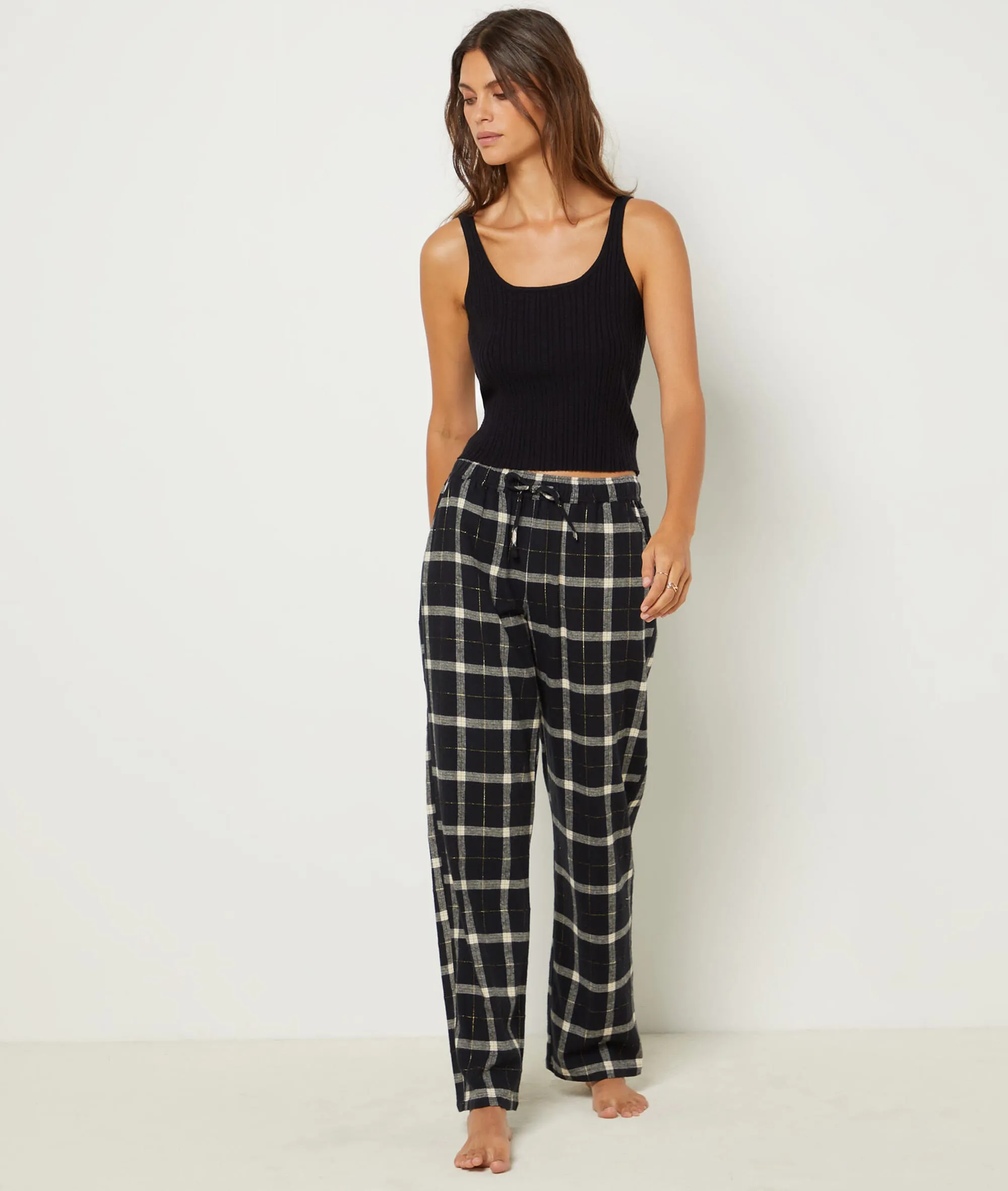 PANTALóN ESTAMPADO DE CUADROS NATANE NOIR  ETAM