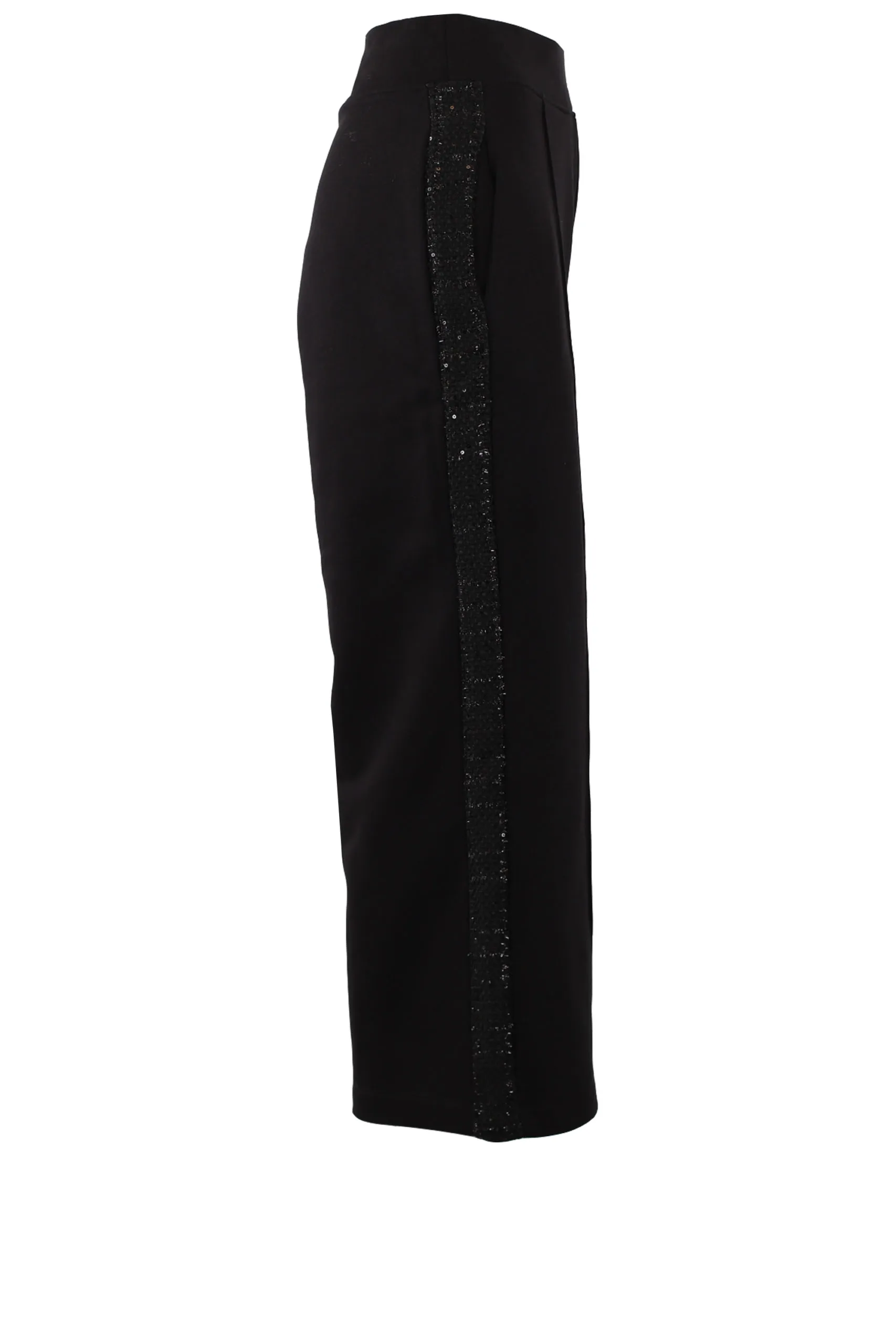 Pantalón negro con cinta de bouclé