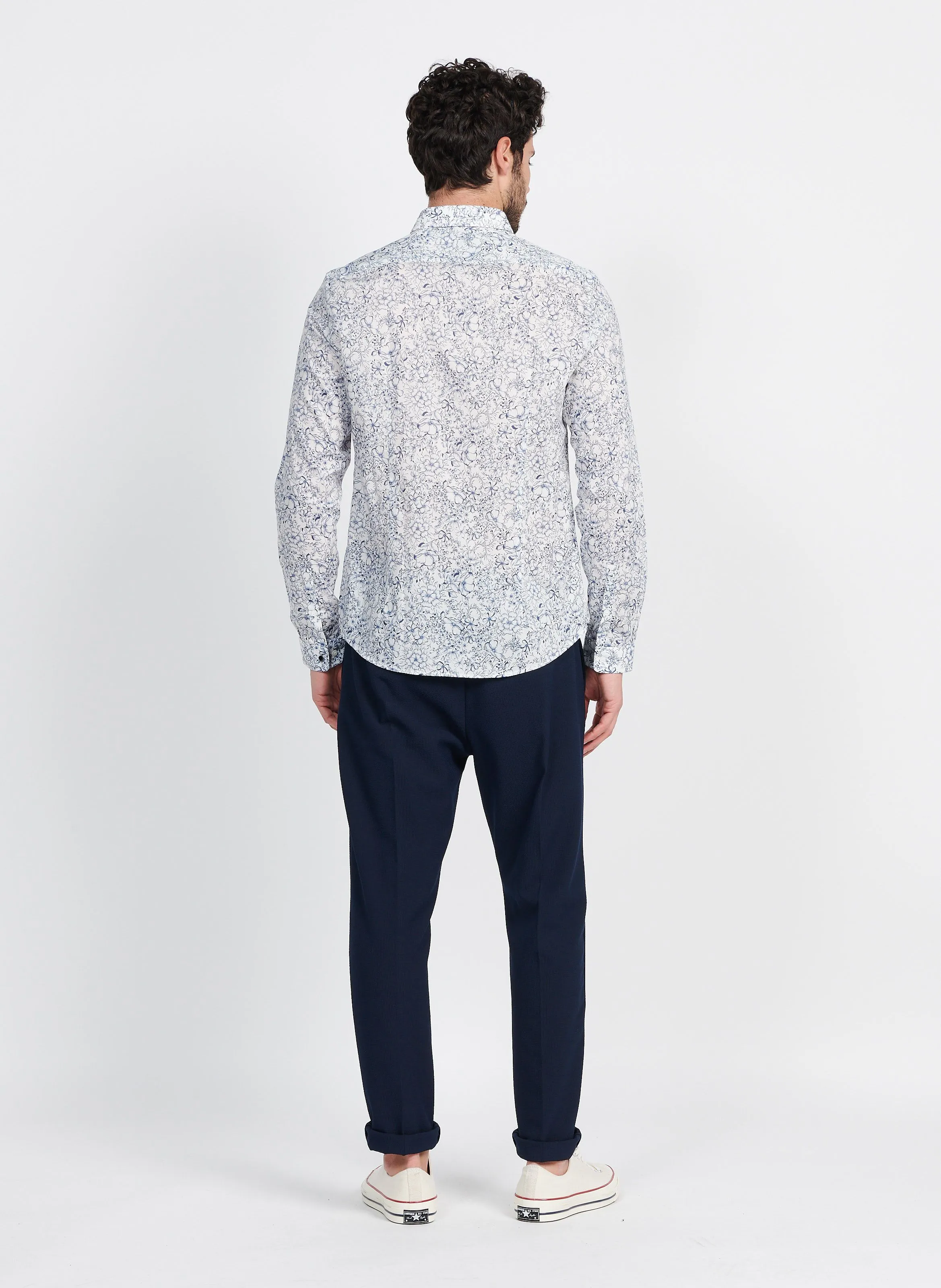 Pantalón tapered elástico en azul