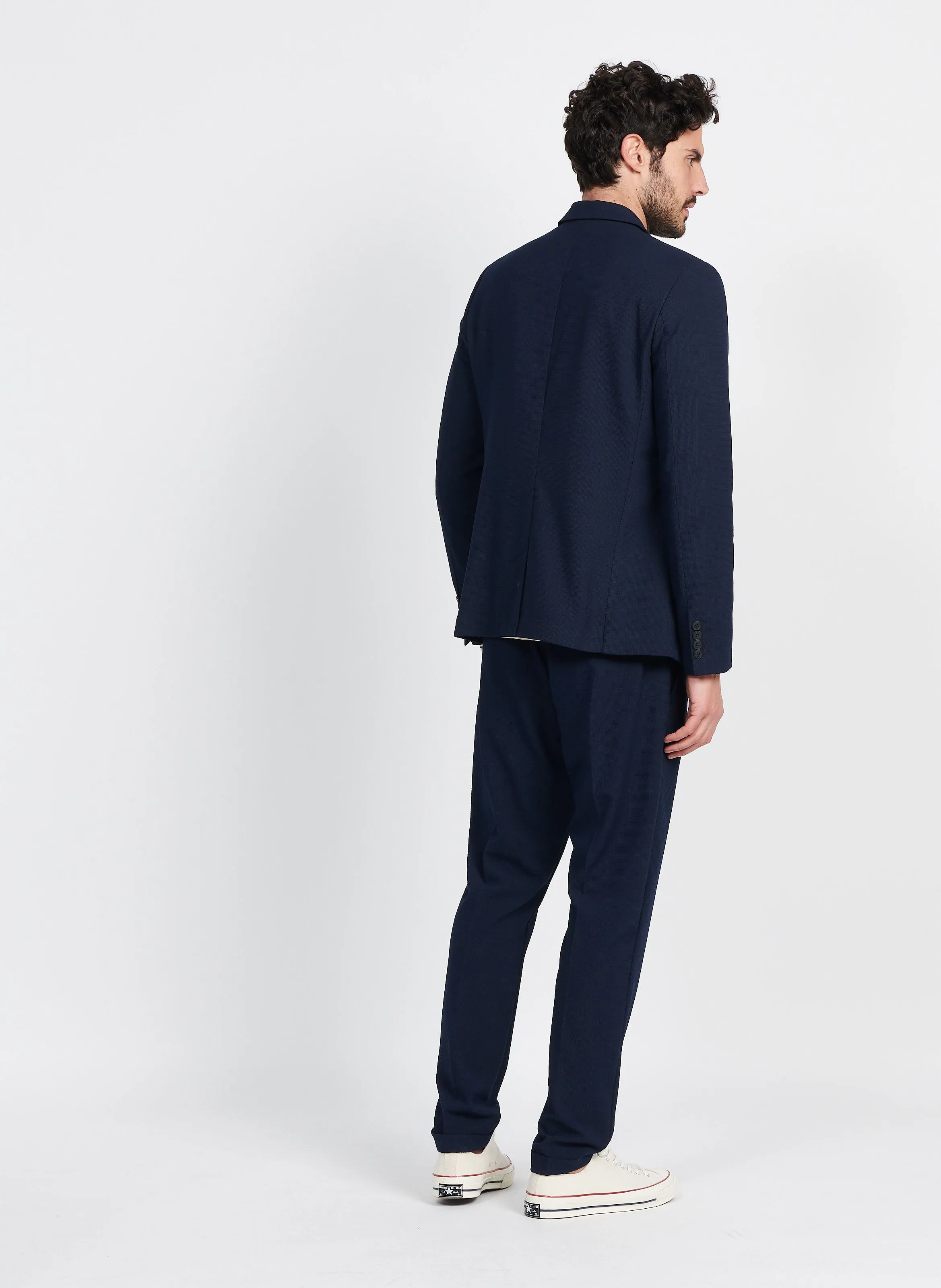 Pantalón tapered elástico en azul