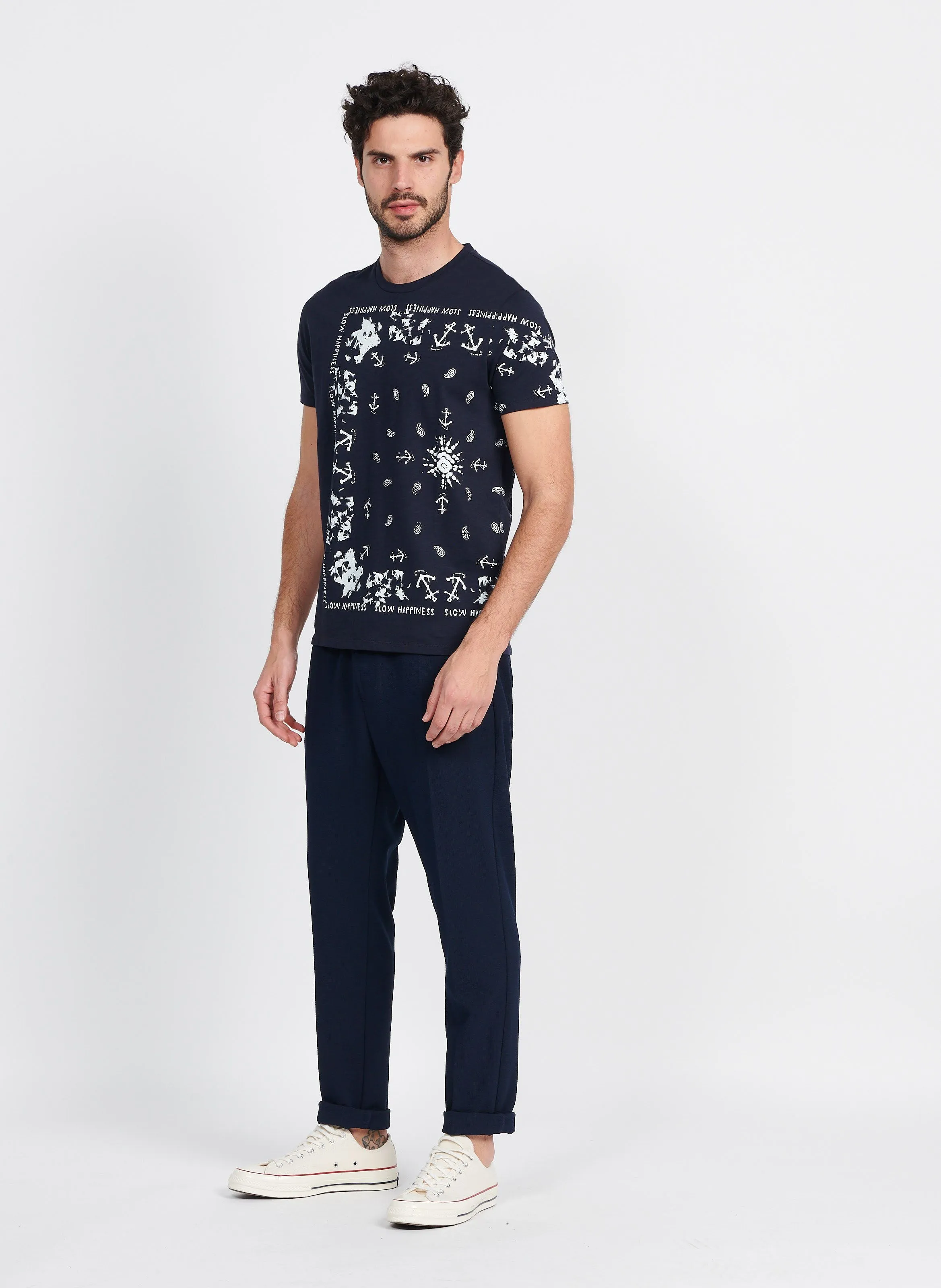 Pantalón tapered elástico en azul
