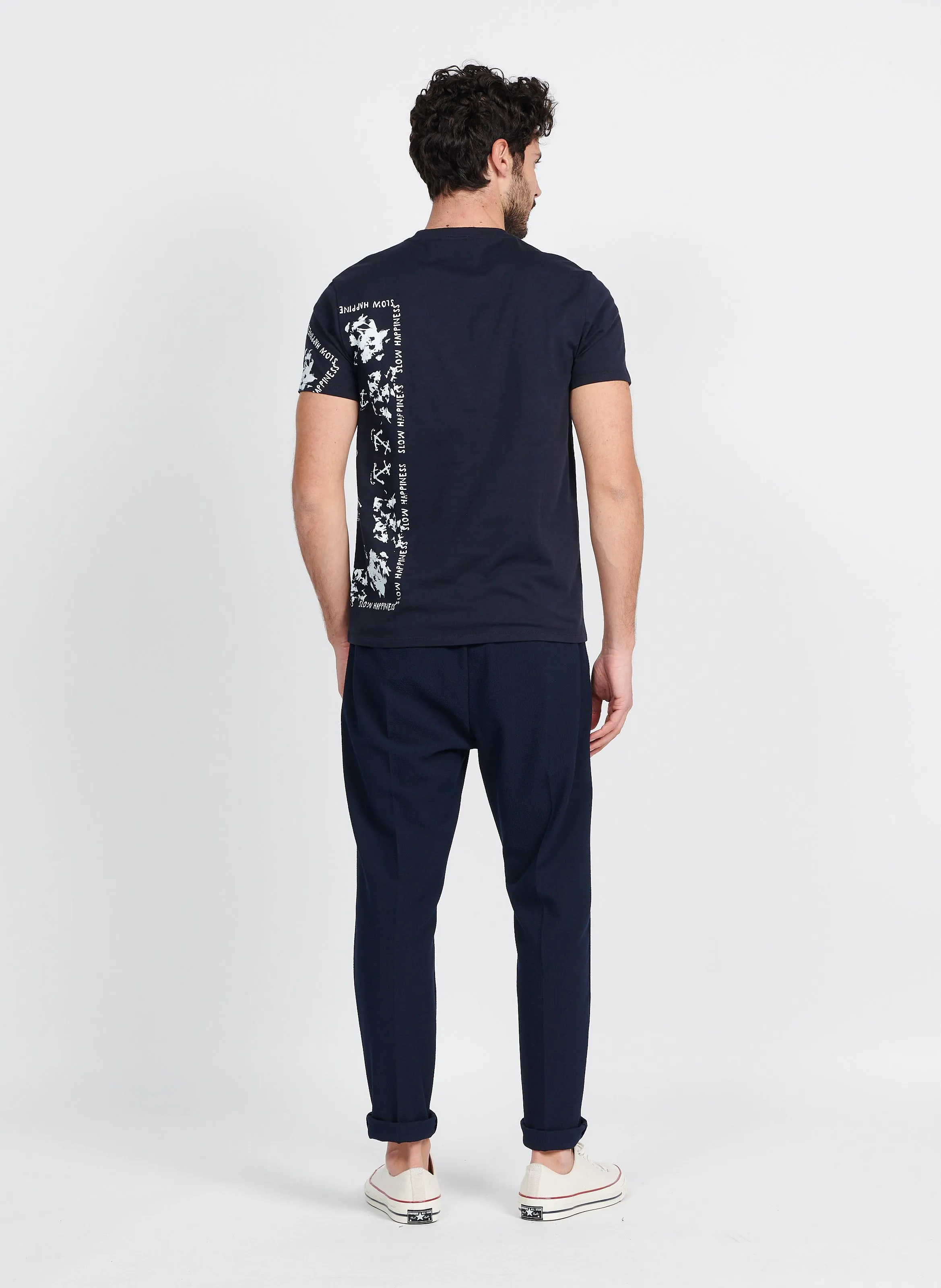 Pantalón tapered elástico en azul