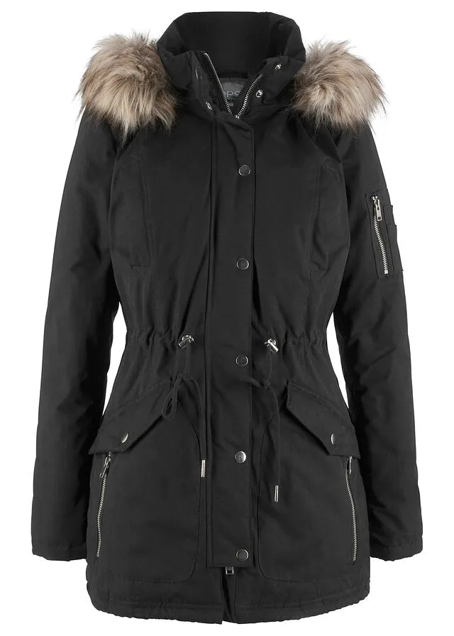 Parka cálida forrada Negro
