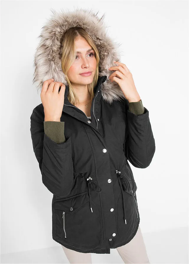 Parka cálida forrada Negro
