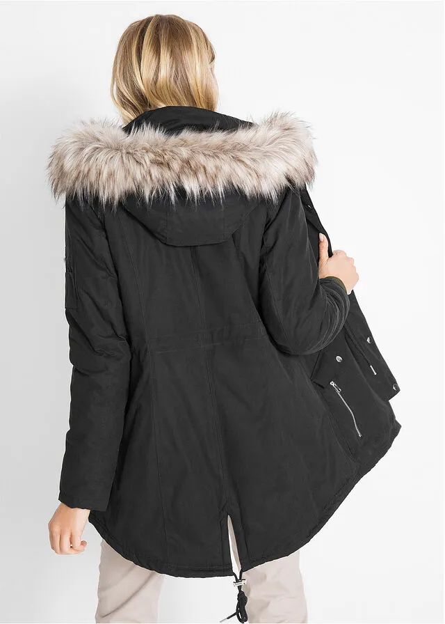 Parka cálida forrada Negro
