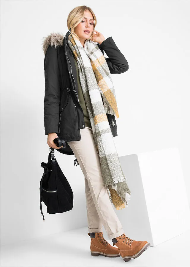 Parka cálida forrada Negro