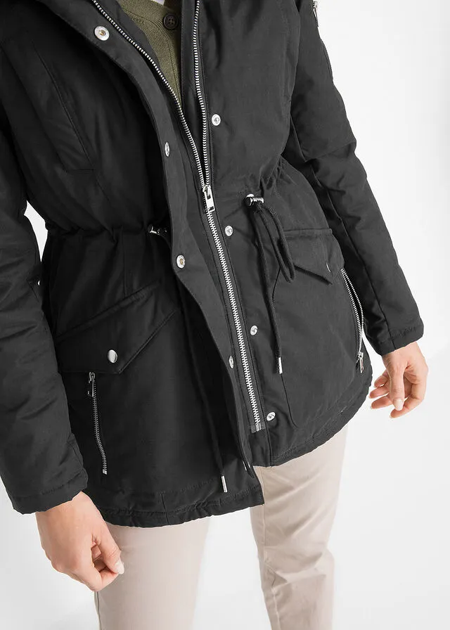 Parka cálida forrada Negro
